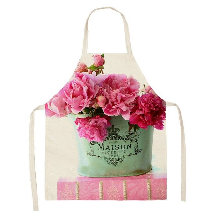 Flower Printed Kitchen Apron