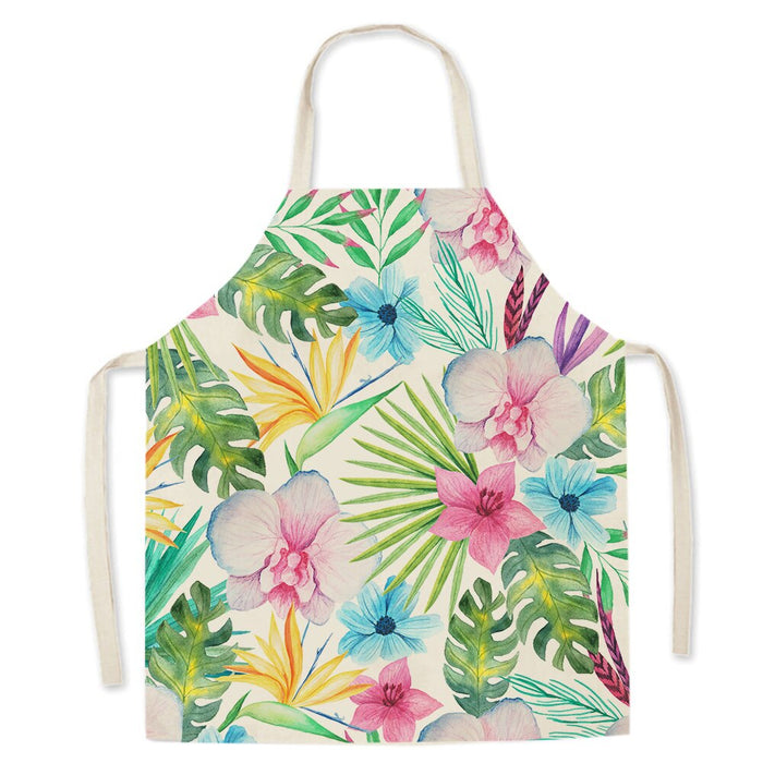 Plant Print Kitchen Apron