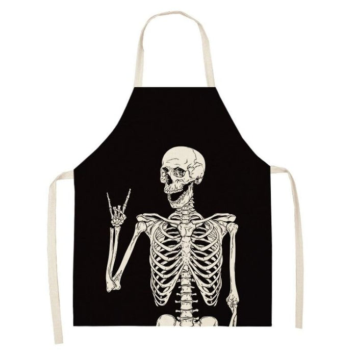 Black Skull Print Apron