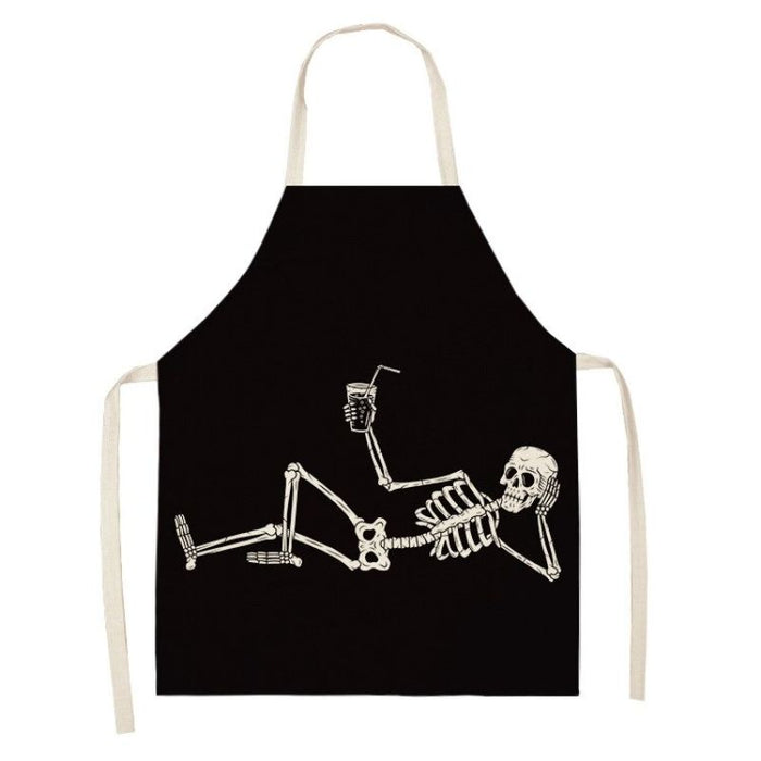 Black Skull Print Apron