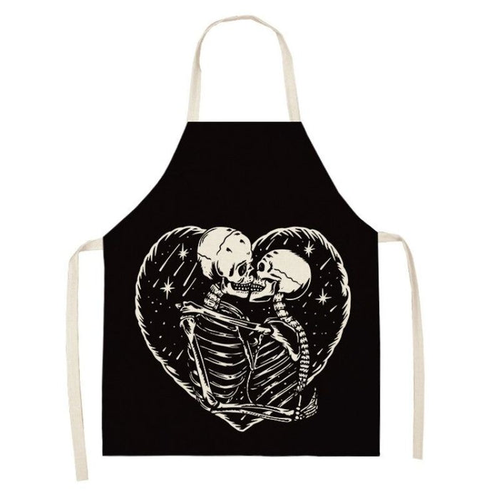 Black Skull Print Apron