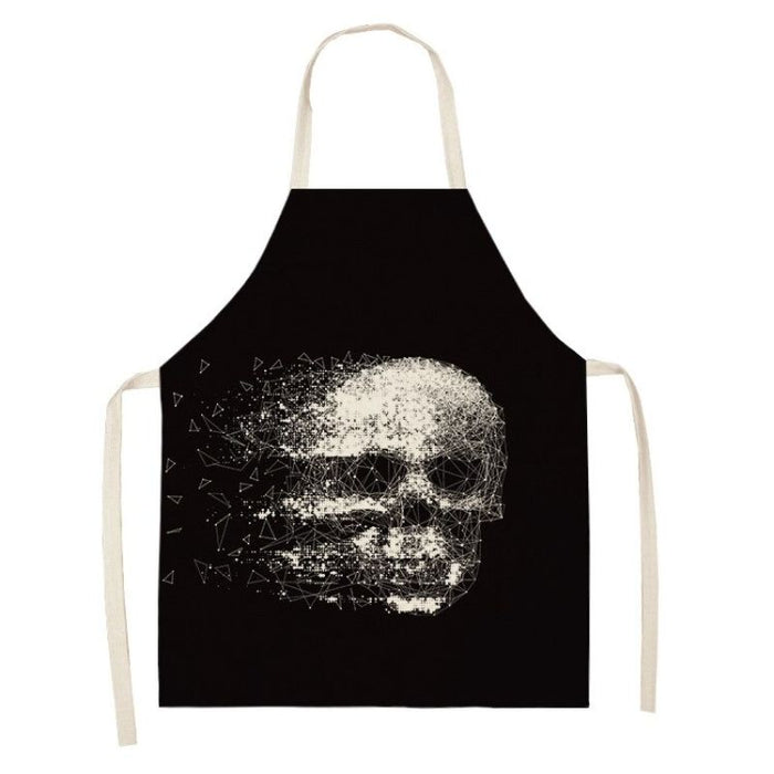 Black Skull Print Apron