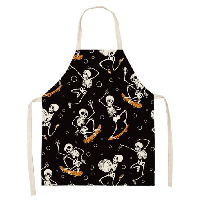 Black Skull Print Apron