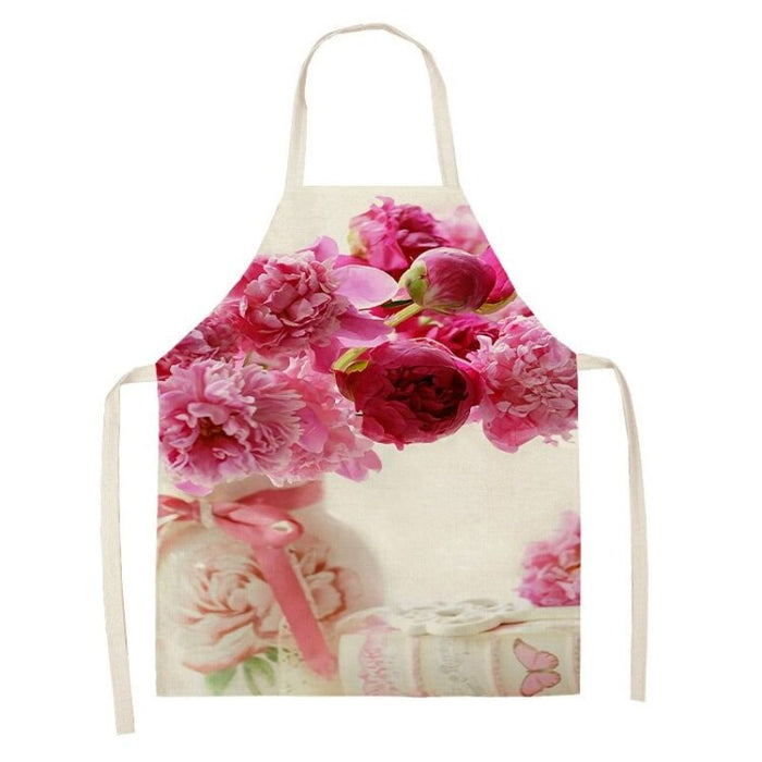 Flower Printed Kitchen Apron