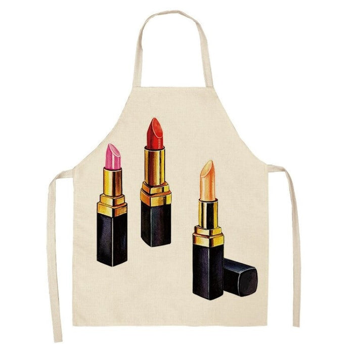 Perfume Lipstick Linen Print Apron