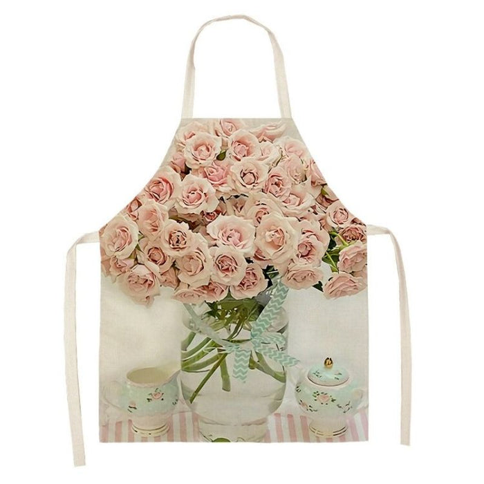 Flower Printed Kitchen Apron