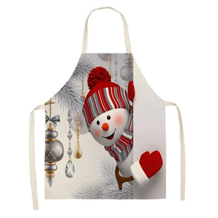 Santa And Snowman Printed Apron