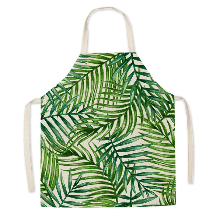 Tropical Green Plant Print Kitchen Apron