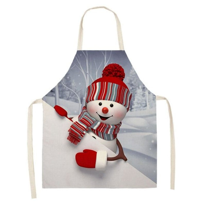 Santa And Snowman Printed Apron