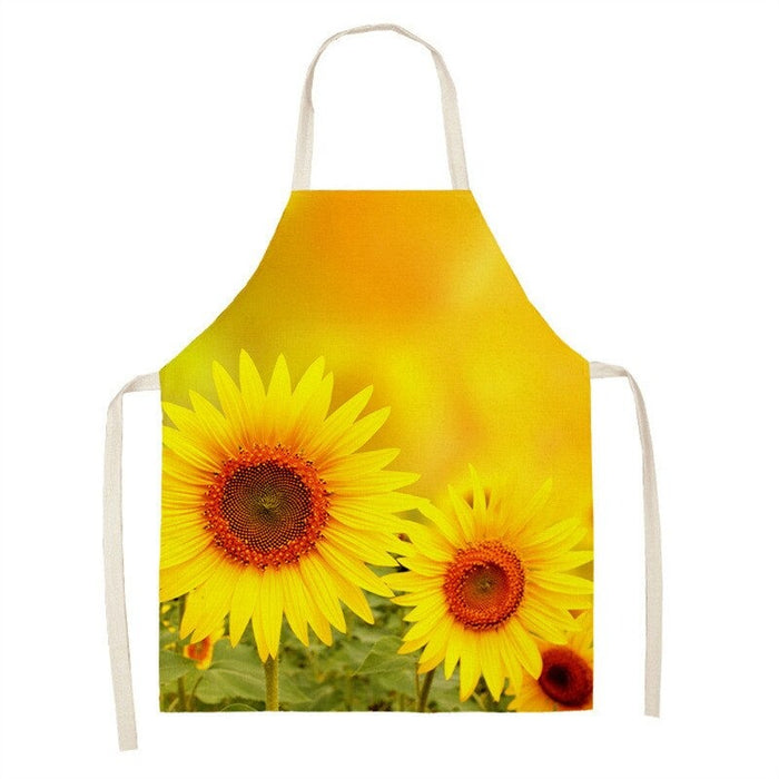 Printed Sunflower Cotton Aprons