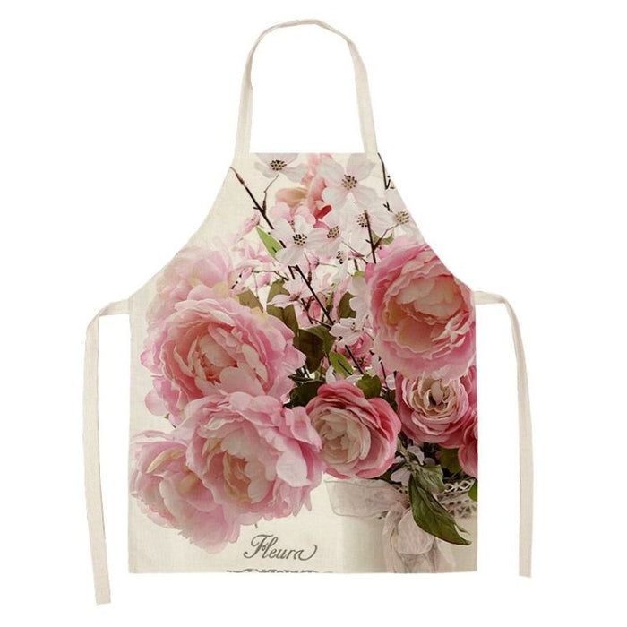 Flower Printed Kitchen Apron