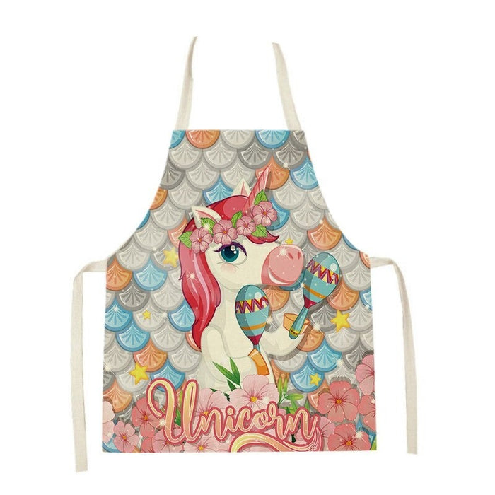 Unicorn Cartoon Flower Print Aprons