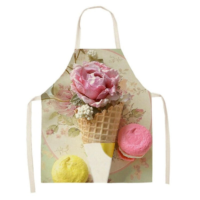 Flower Printed Kitchen Apron