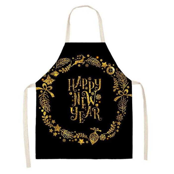 Christmas Gold Black Apron