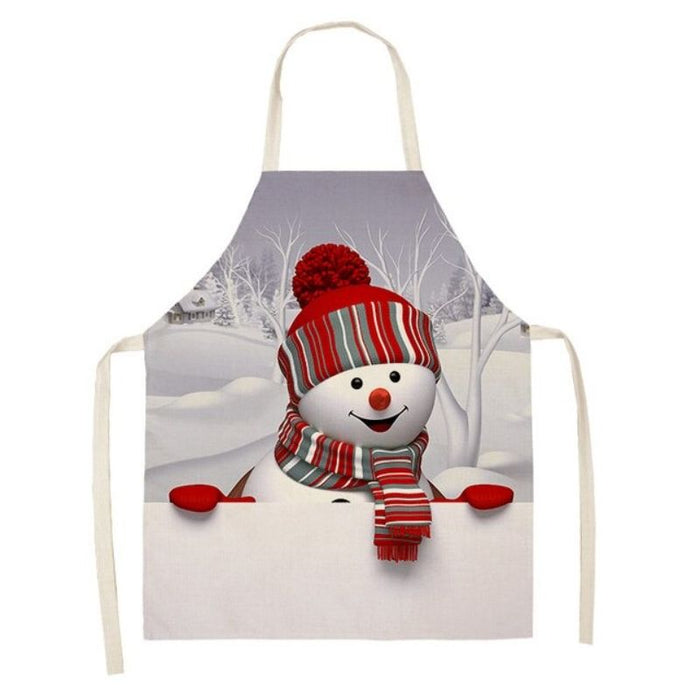 Santa And Snowman Printed Apron