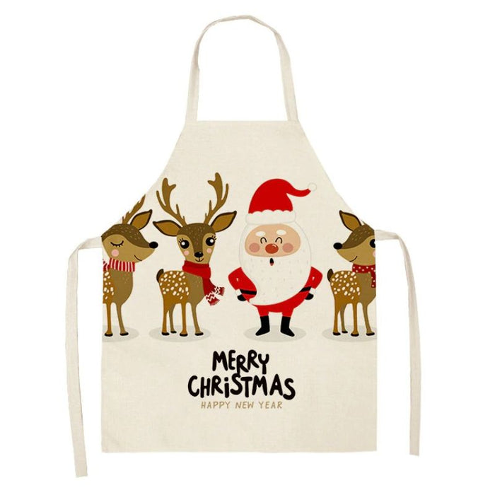 Unisex Santa's Deer Cotton Aprons