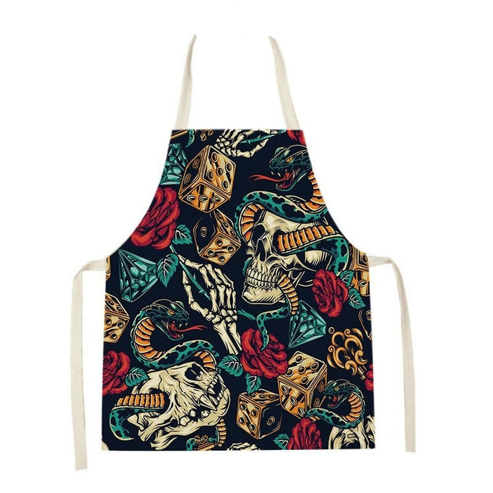 Skull Printed Kitchen Apron