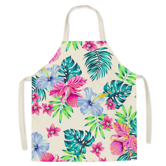 Tropical Green Plant Print Kitchen Apron