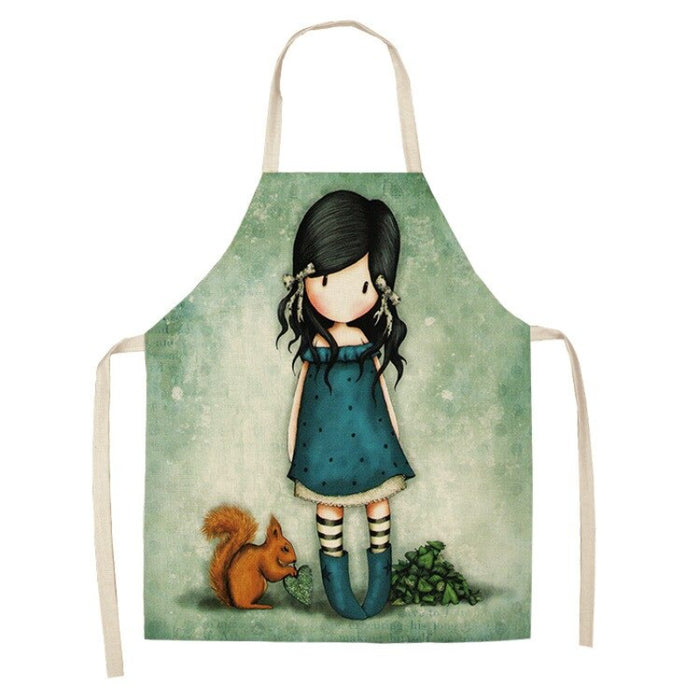 Kitchen Apron Printed Cartoon Girl