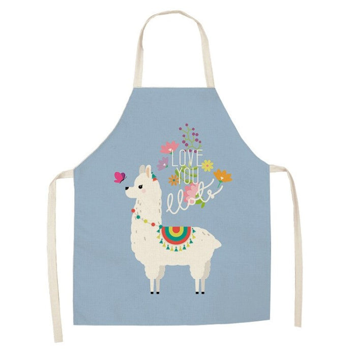 Chef Alpaca Kitchen Print Linen Apron