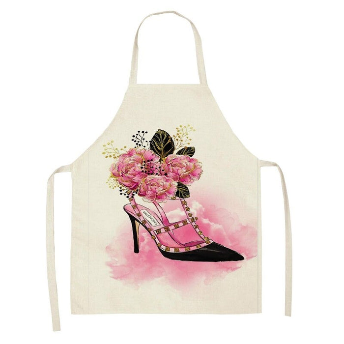 Nails Pink Printed Linen Sleeveless Apron