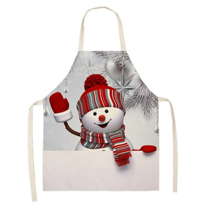 Santa And Snowman Printed Apron