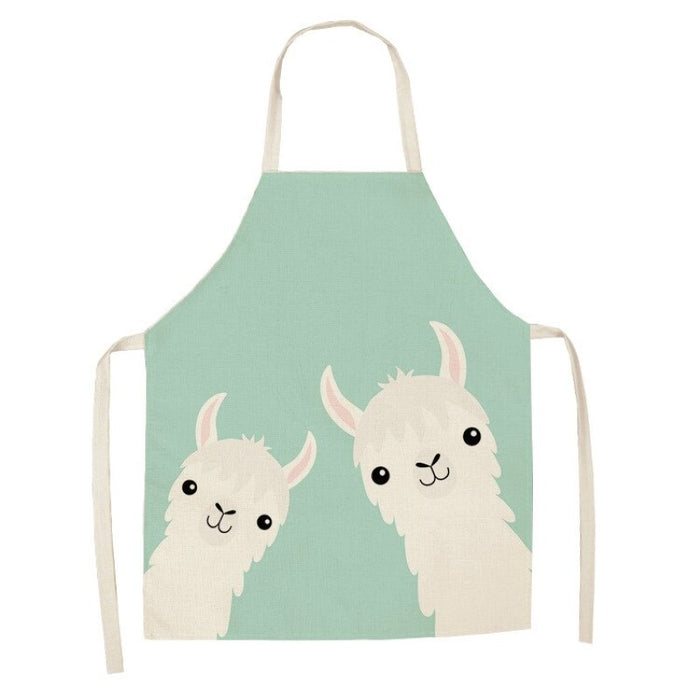 Chef Alpaca Kitchen Print Linen Apron