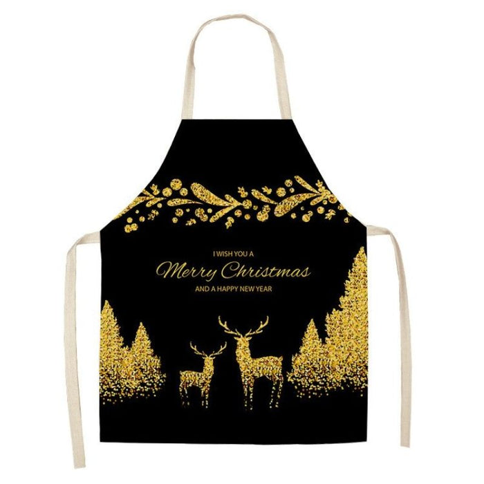 Christmas Gold Black Apron