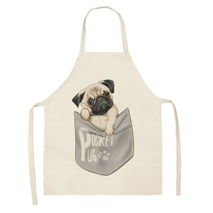 Pug Dog Printed Cleaning Apron