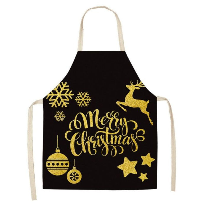 Christmas Gold Black Apron