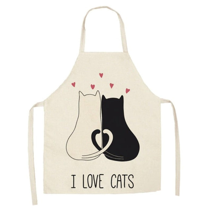 Cartoon Cat Cotton and Linen Apron