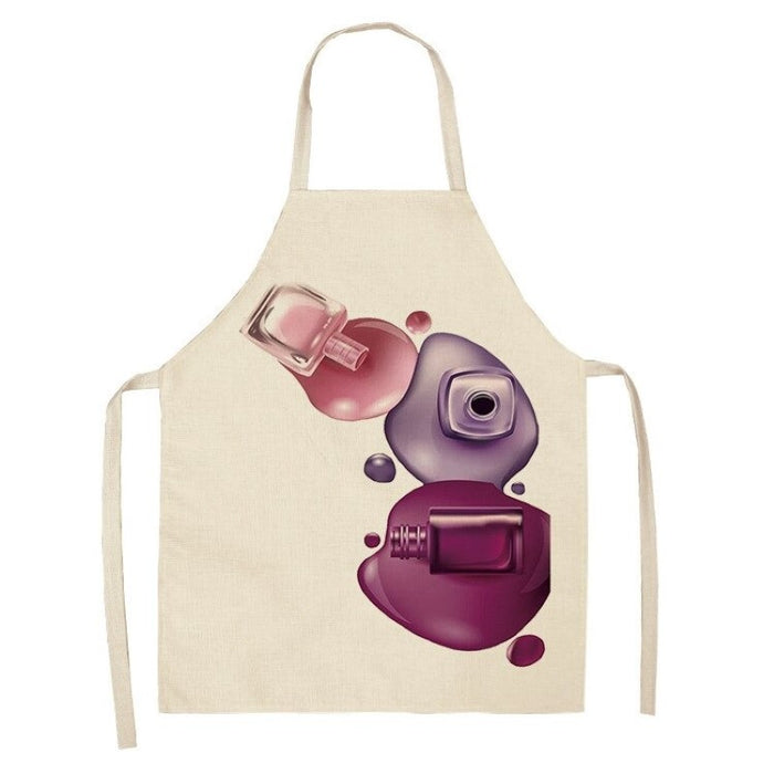 Perfume Lipstick Linen Print Apron