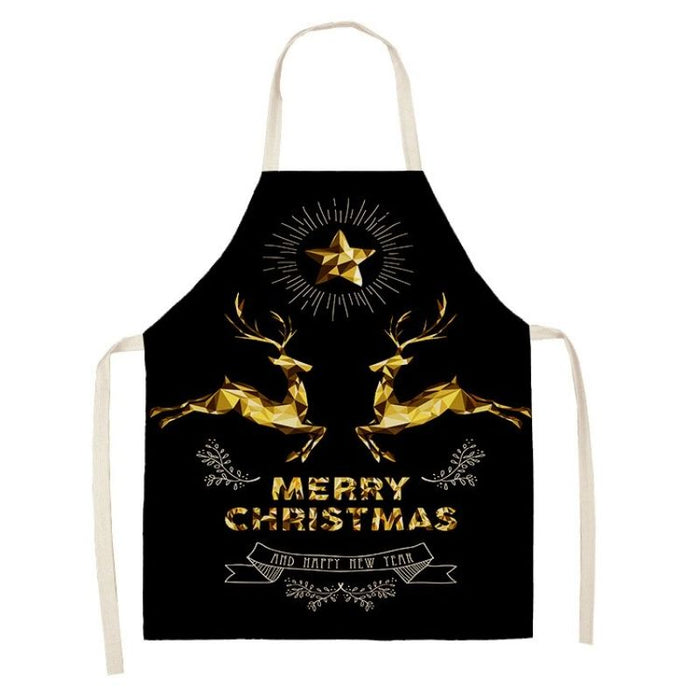 Christmas Gold Black Apron