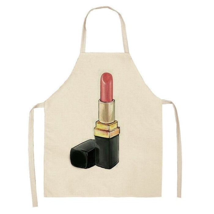 Perfume Lipstick Linen Print Apron