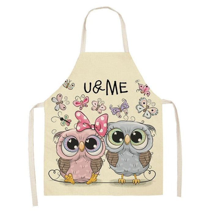 Owl Print Kitchen Linen Apron