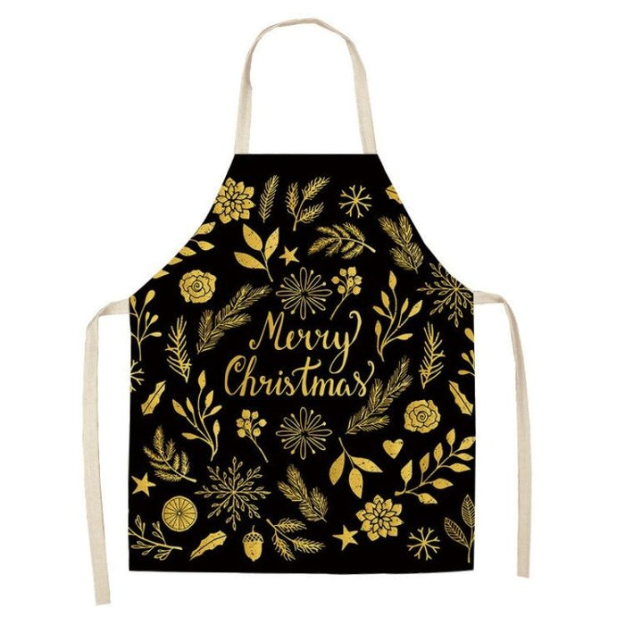 Christmas Gold Black Apron