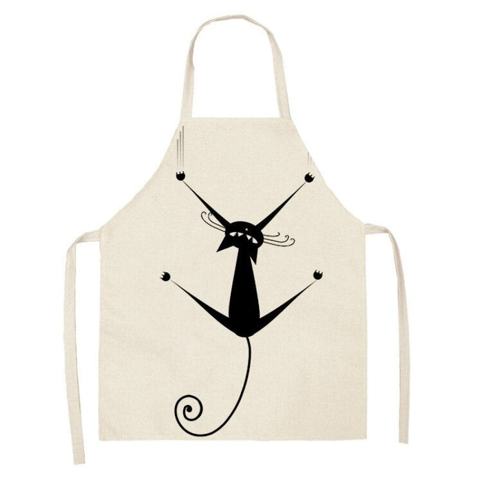 Black Cat Patterned Kitchen Apron