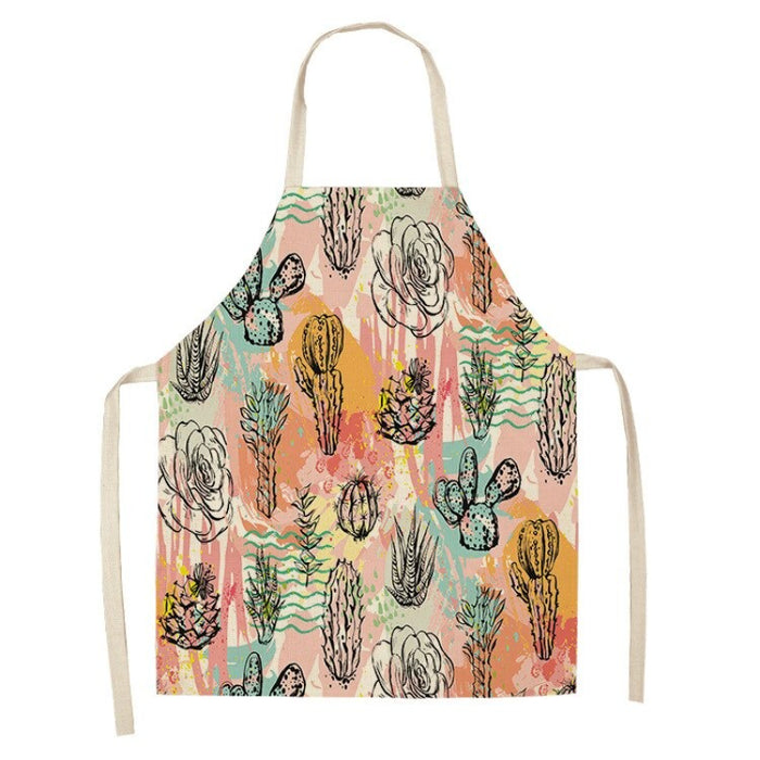 Floral Cactus Print Sleeveless Apron