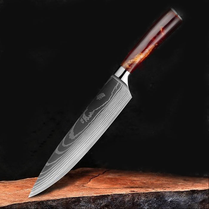 Set Laser Damascus Knife Sets