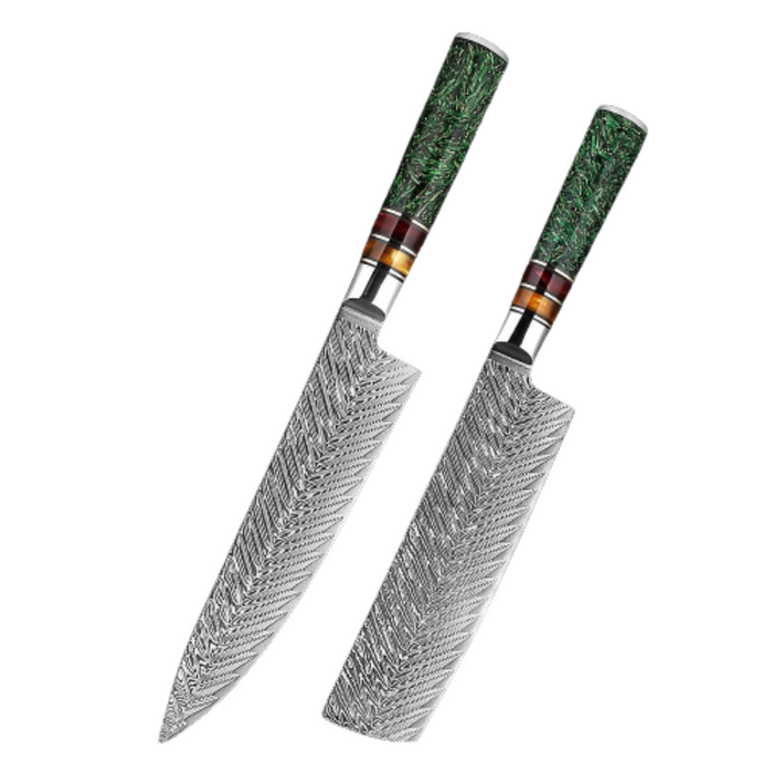 Kitchen Knife Sets With Green Grain Resin Handle