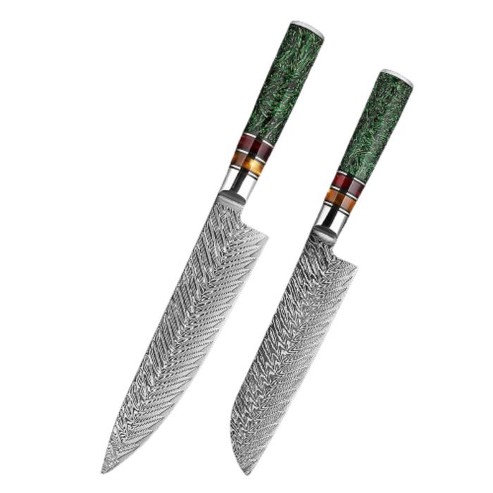 Kitchen Knife Sets With Green Grain Resin Handle