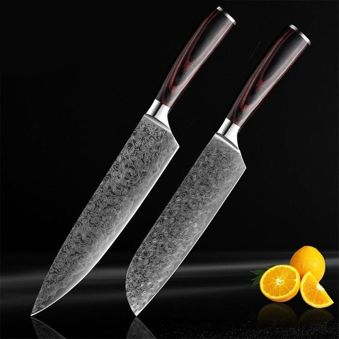 Japanese Damascus Steel Pattern Professional Knife Sets