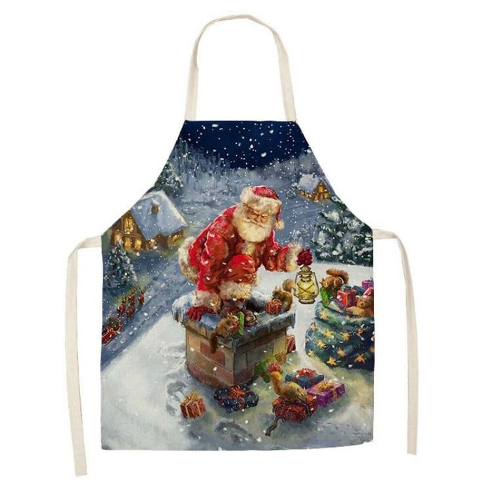 Santa Printed Home Sleeveless Aprons