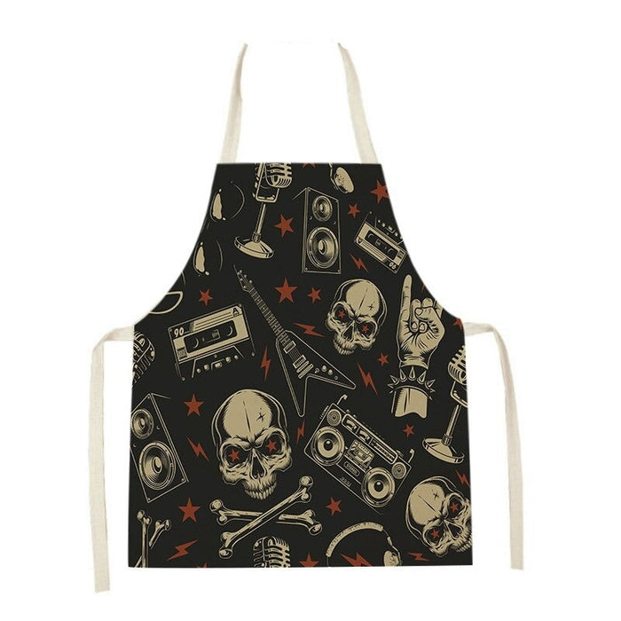 Skull Printed Kitchen Apron