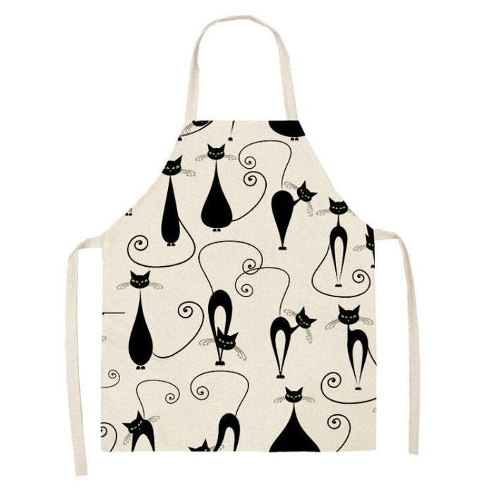 Black Cat Patterned Kitchen Apron