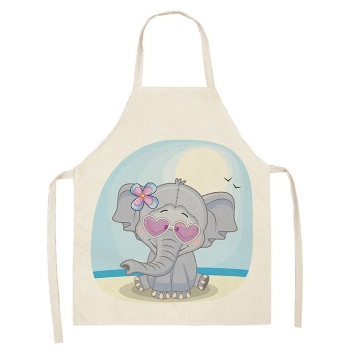 Baby Elephant Pattern Sleeveless Linen Apron