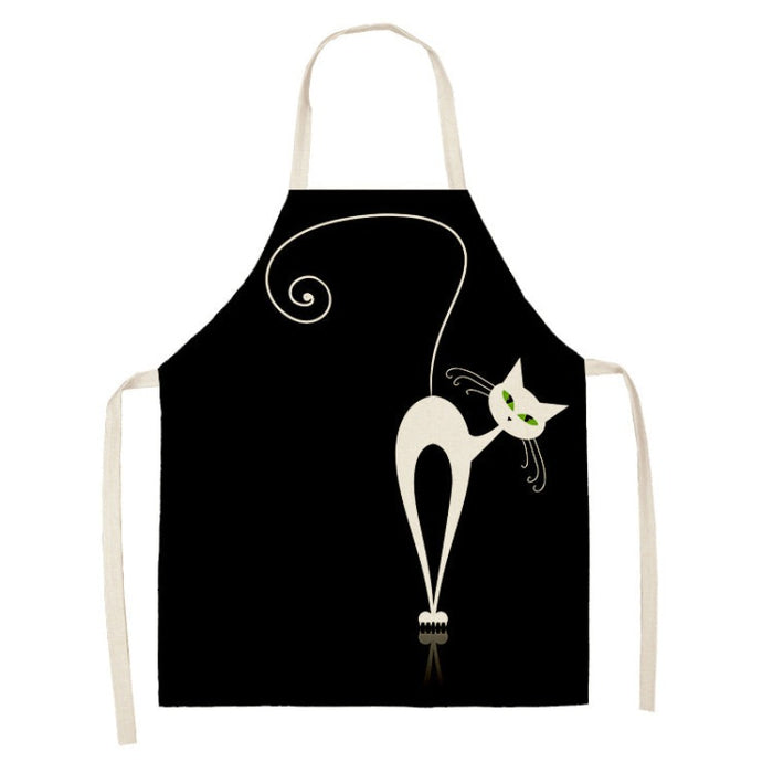 Black Cat Patterned Kitchen Apron