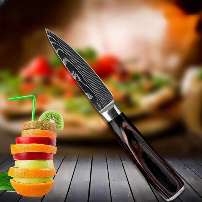 High Carbon Edge Kitchen Knife Sets With Wood Handle