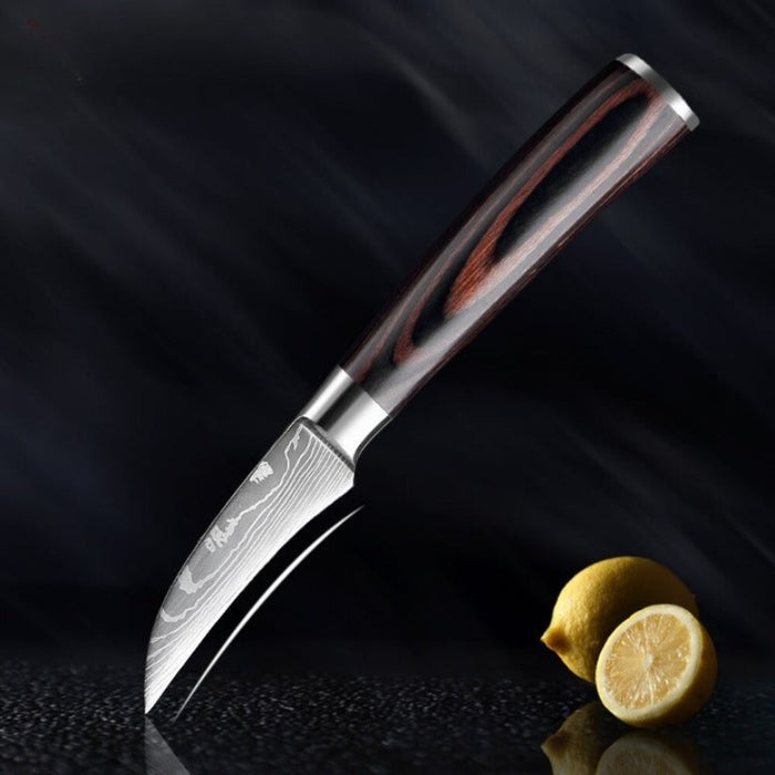 Laser Damascus Pattern Japanese Cooking Knife Sets