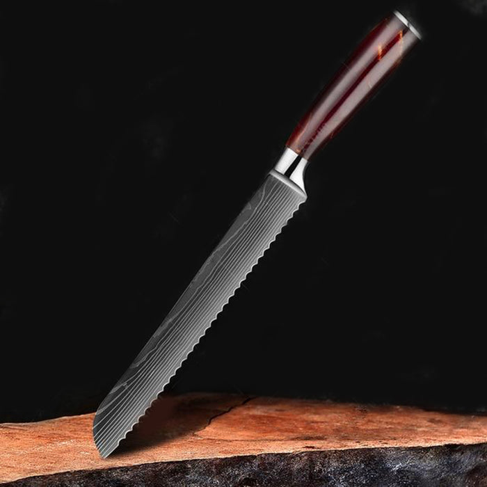 Set Laser Damascus Knife Sets